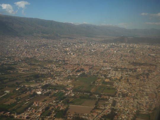 Aerial photo of the western neighborhoods of Cochabamba