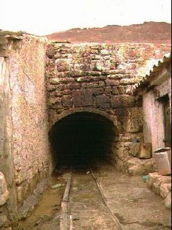 Mine entrance, with blood of sacrificed llama on the walls