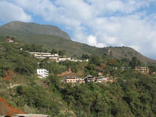 Coroico dominated by Mount Uchumachi